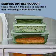 Pyrex® Simply Store® Tinted 4-piece Rectangle Storage Set with Green Plastic Lids