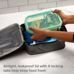 Snapware® MealBox™ 5.8-cup Divided Glass Food Storage Container with Blue Lid