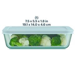 Pyrex® Simply Store® Tinted Glass 6-cup Rectangle Storage Container with Lid, Aqua