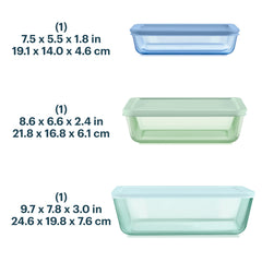 Pyrex® Simply Store® Tinted Glass Rectangle Storage Containers, 6-pc Set, Mixed Colors