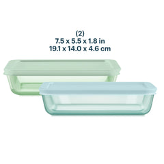 Pyrex® Simply Store® Tinted Glass 3-cup Rectangle Storage Containers, 4-pc Set, Mixed Colors
