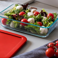 Pyrex® Simply Store® 6-cup Rectangular Glass Food Storage Container with Red Lid